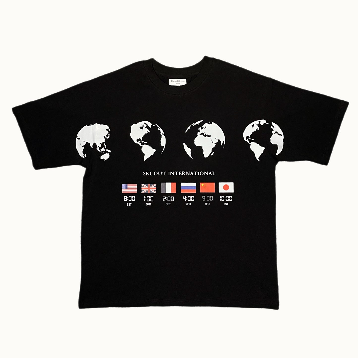 SKCOUT international clock T-shirt